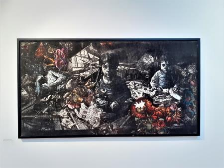 Grafika 2 (Poetika otroštva), 2018, linorez in ročni tisk na filc